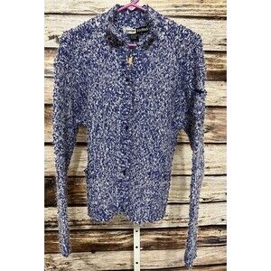 Jamie Sadock Womens Sweater Size Medium New Purple White Toggle Button